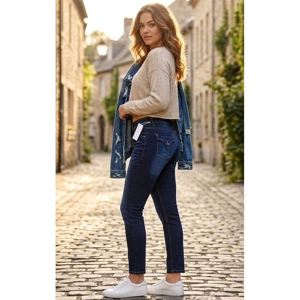 Hudson Collin Women's 31 Blue Skinny Ankle Flap Pocket Natural Dye Jeans NWT